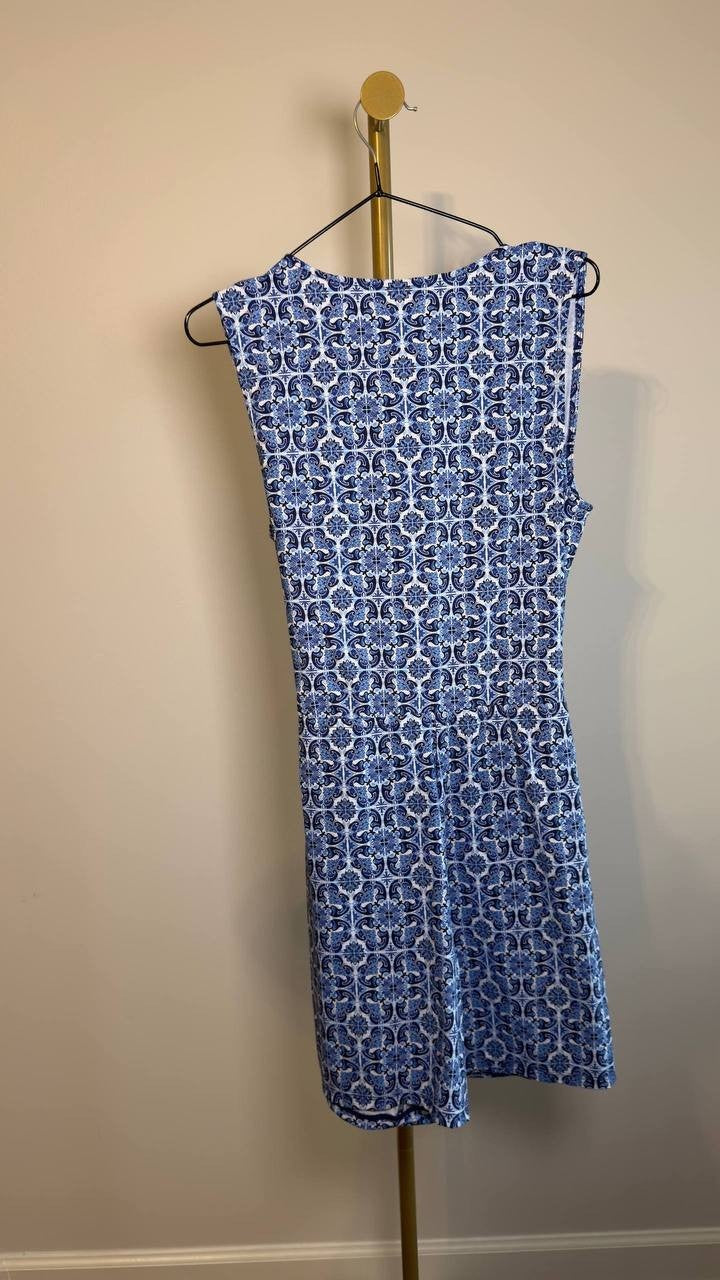 Tommy Bahama Terrazzo Tile Wrap Cover‑Up Romper Blue Multi M NWT $148