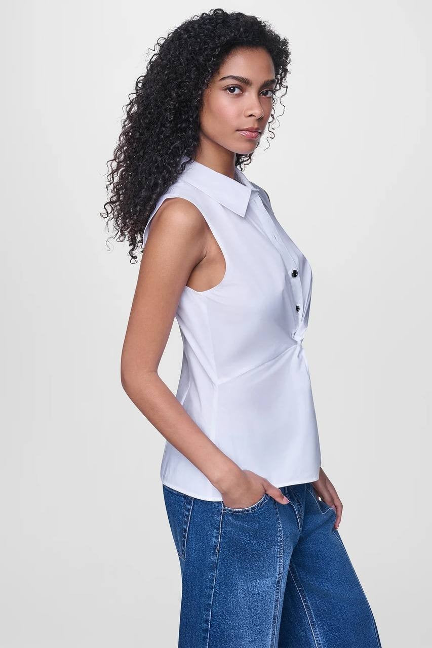 DKNY Jeans Women’s Poplin Twist Front Shirt White M NWT $79 