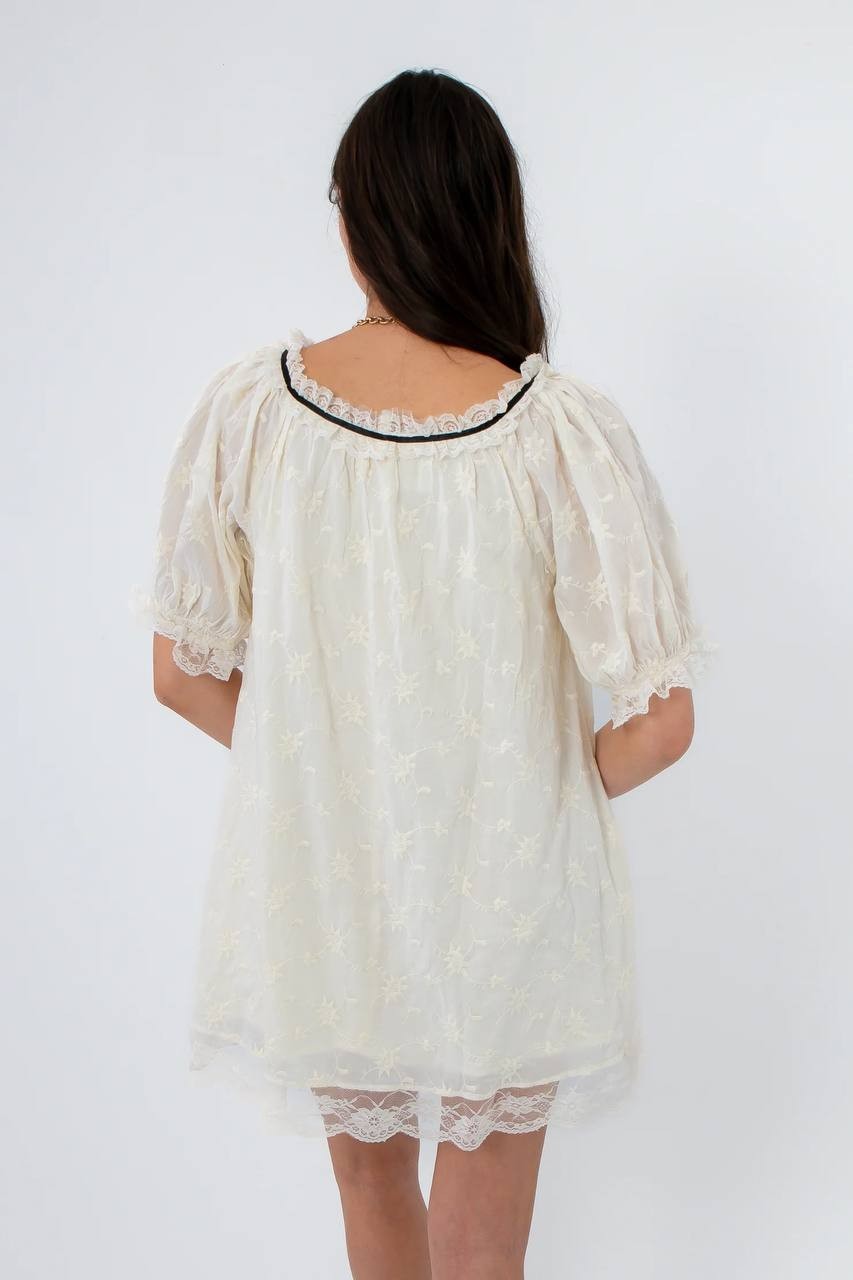 Free People Juno Embroidered Baby Doll Minidress Ivory M NWT $148