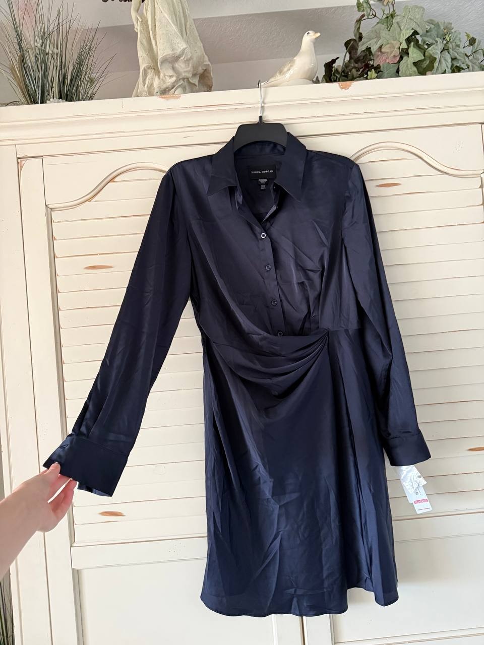 Donna Morgan Twilight Navy Wrap Shirt Dress Size 10 NWT – Elegant Cocktail Style