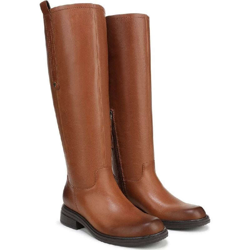Naturalizer Ontime Boots 7W English Tea Leather Wide‑Calf NIB msrp$274.99