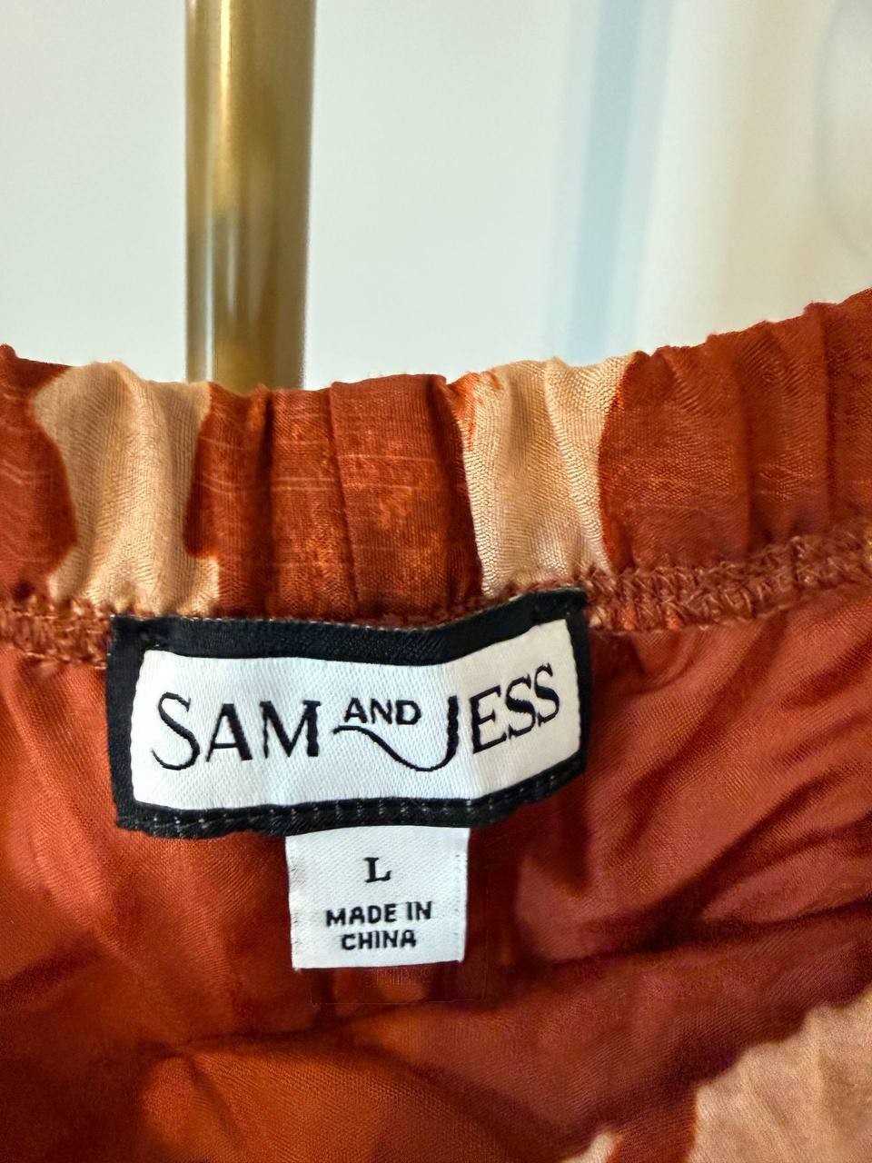 Sam & Jess Printed Wide‑Leg Cropped Pants Orange sizeL NWT Boho Chic msrp$56