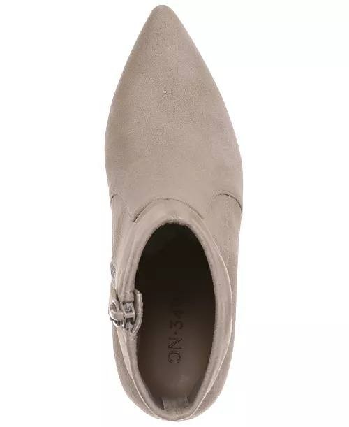 On•34th True Taupe Fabric Block Heel Booties 8M New in Box MSRP $99.90