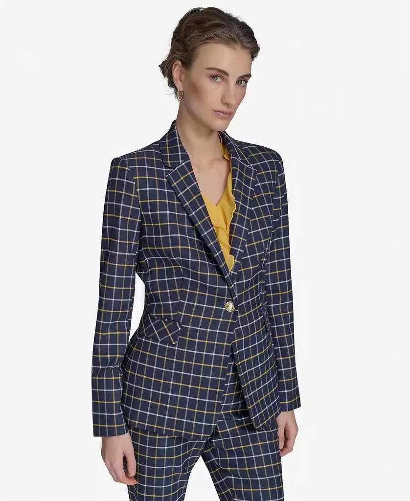 Tommy Hilfiger Plaid Slim‑Fit Single‑Button Blazer Navy Multi 8 NWT $159