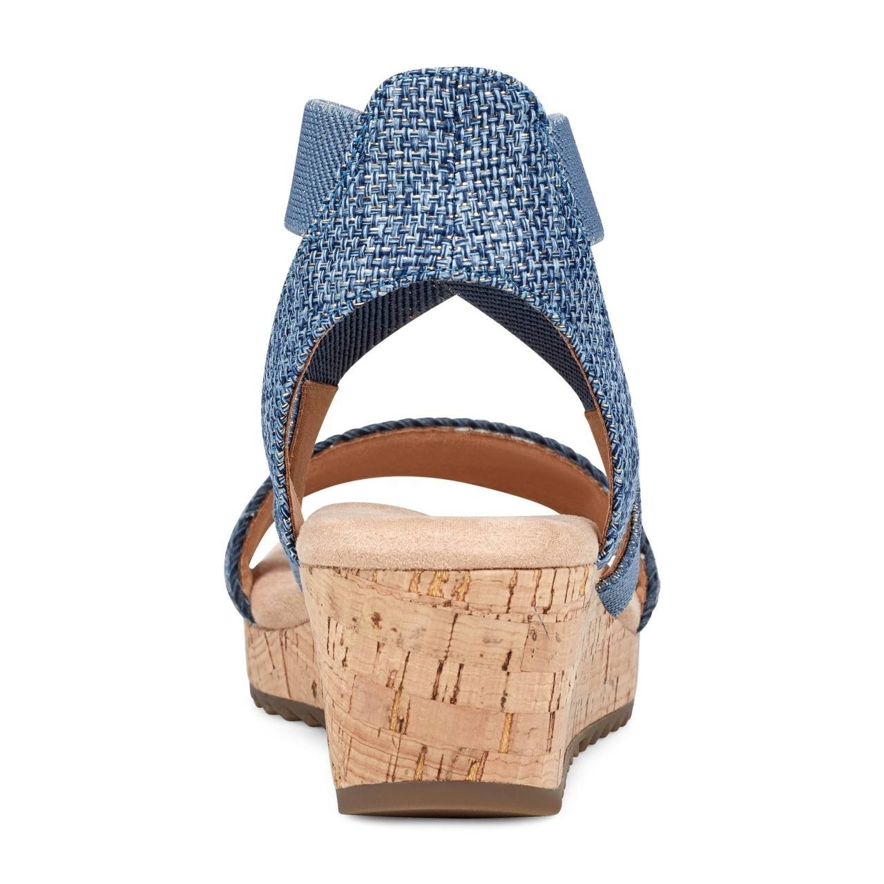 Easy Spirit Lorena Wedge Sandals Denim Women’s 5M Elastic Straps NWB $89