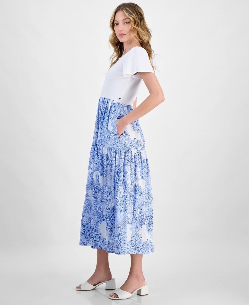 Nautica Jeans Sleeveless Tiered Floral Dress – Size L/G – NWT