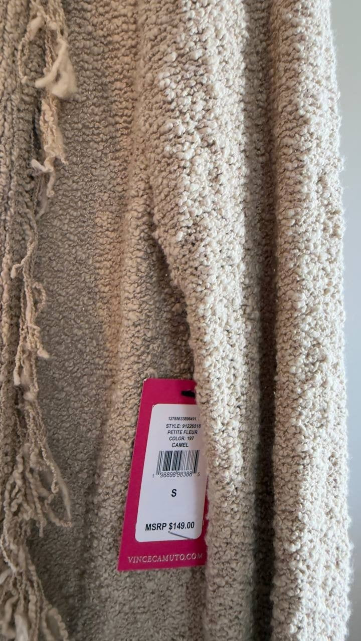 Vince Camuto Fringe Cropped Pull‑On Jacket Camel S NWT $149