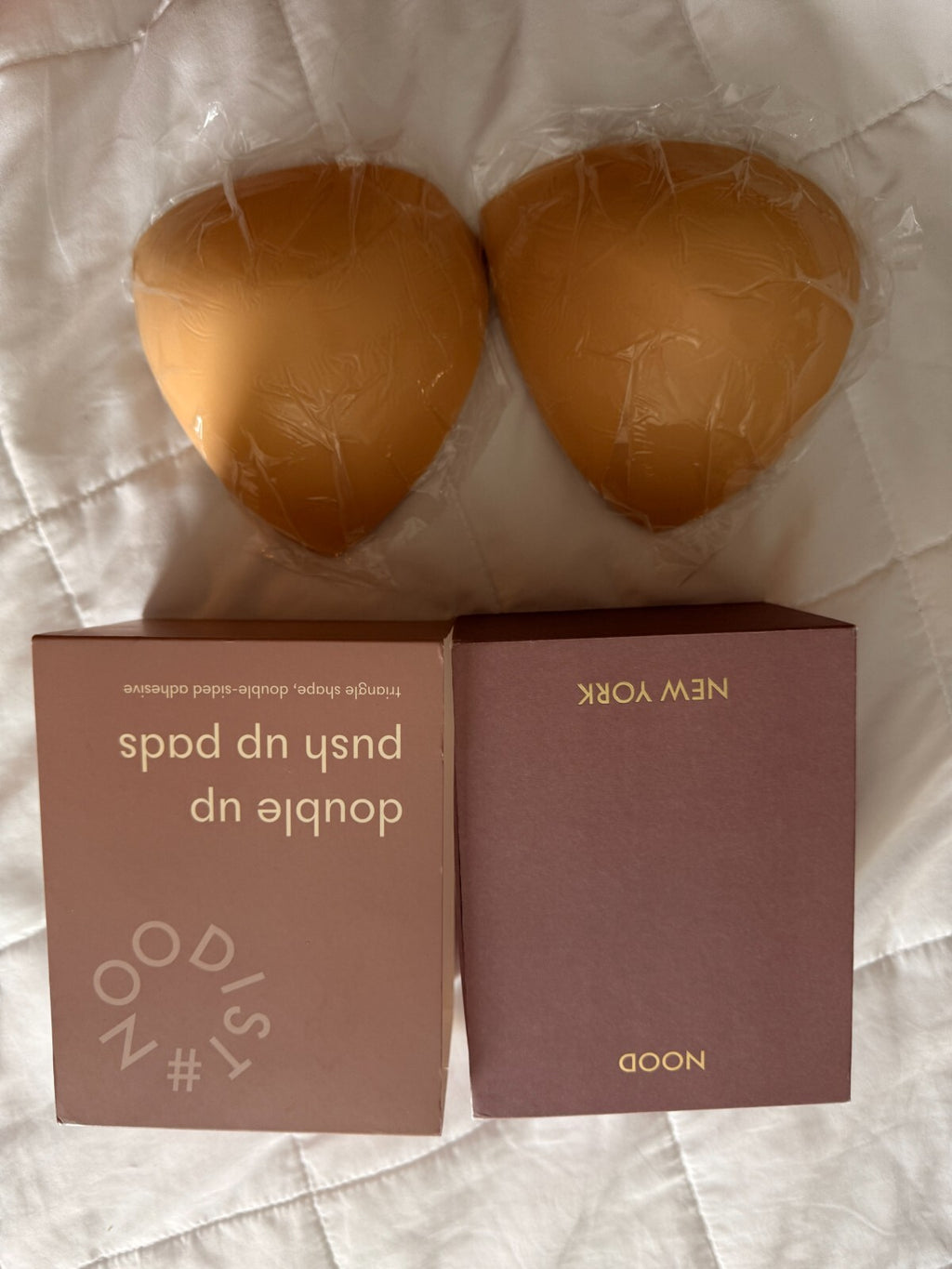 Push-Up Bra Pads D/DD - Noodist Double Up Inserts, Seamless Strapless Beige