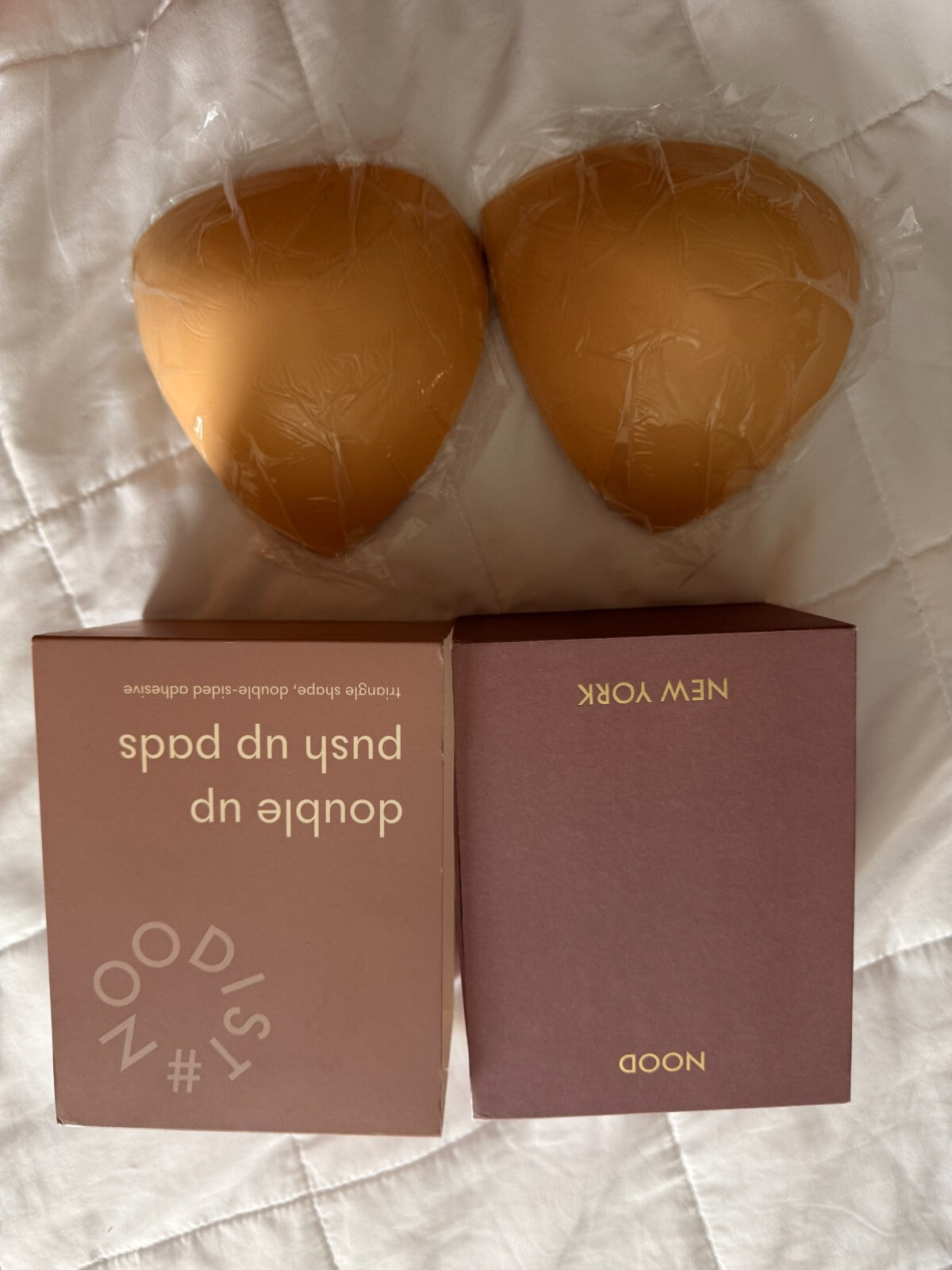 Push-Up Bra Pads D/DD - Noodist Double Up Inserts, Seamless Strapless Beige