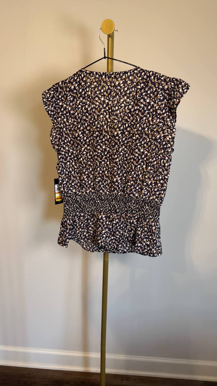 Tommy Hilfiger Floral Smocked‑Waist Ruffle‑Sleeve Top Floral S NWT $69