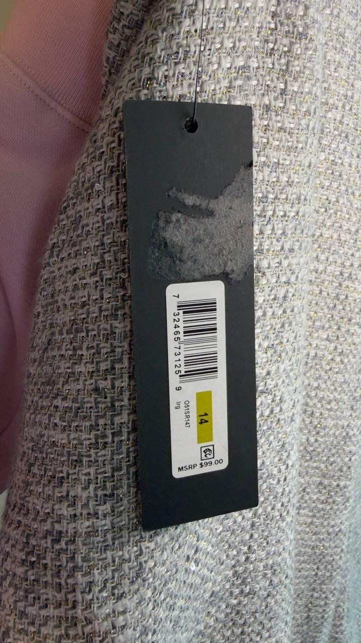 Donna Karan New York Tweed Ruffle Hem Skirt Grey 14 NWT $99