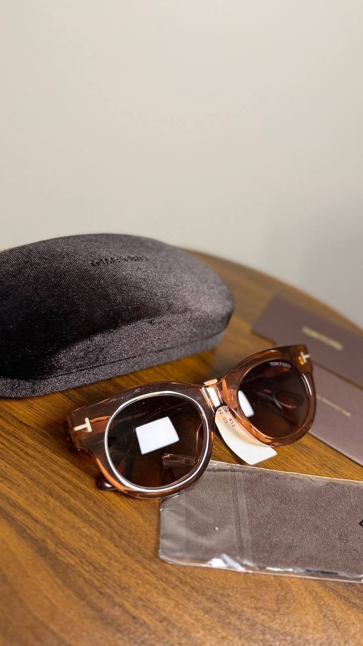 Tom  Ford  Round  Frame  Sunglasses  Light  Brown  OS  NWT  $490