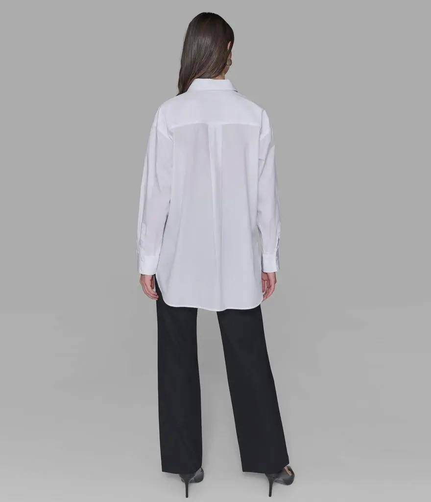 Karl Lagerfeld Paris Whimsy White Poplin Shirt White S NWOT Damaged $119