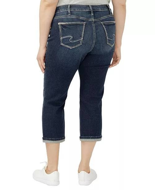 Silver Jeans Suki Mid Rise Curvy Fit Capri Jeans Indigo 14W NWT $78