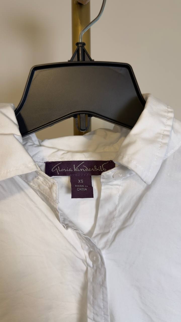 Gloria Vanderbilt Amanda Button-Front Shirt Vintage White XS NWOT $50