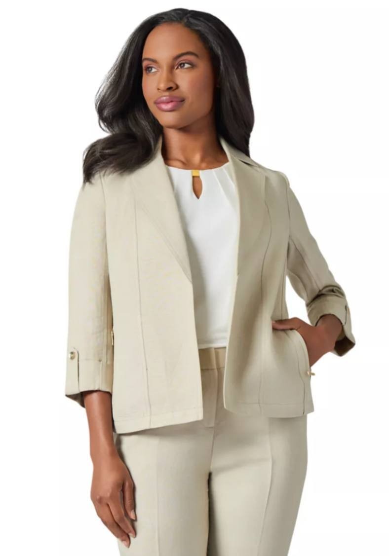Kasper Petite Linen Seamed Open Jacket – Beige – Size PS – NWT – $139