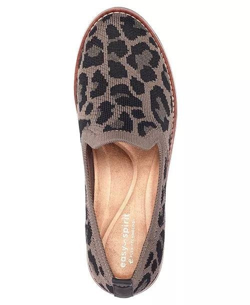 Easy Spirit Valina eFlex Knit Slip‑On Loafers Black Leopard 7.5W Comfort NWB $89