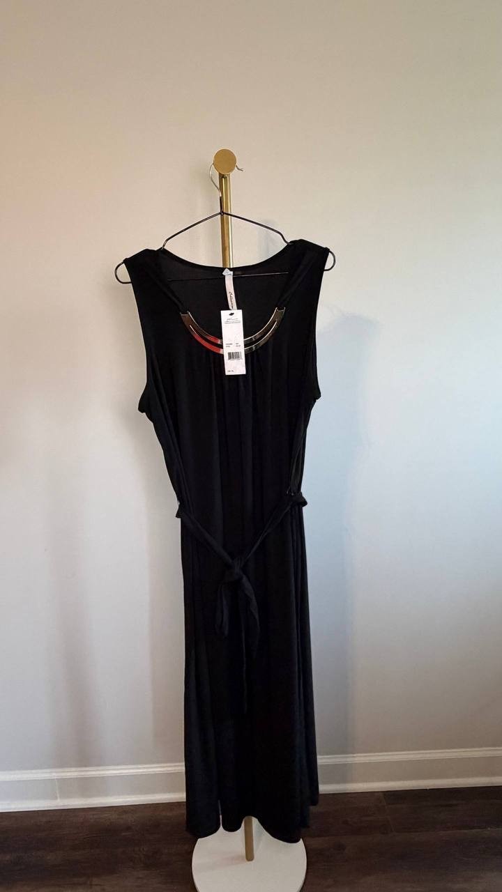 NY Collection Petite Sleeveless Ankle-Length Dress Black PL NWT $119