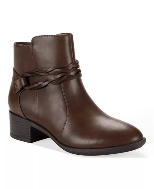 Style & Co Rubyyy Almond Toe Belt Booties Dark Roast 10M Man‑Made $79.90 NWB