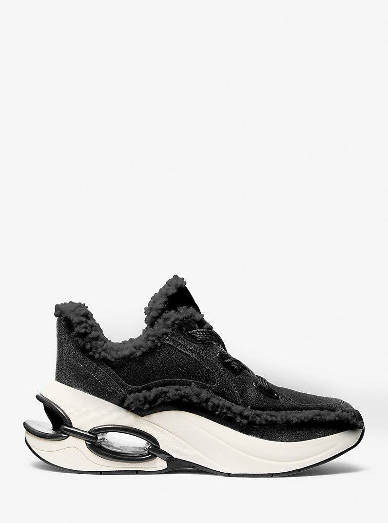 Michael Kors Toni Women’s Leather Sherpa Trainer Black 8.5M $298 NWB