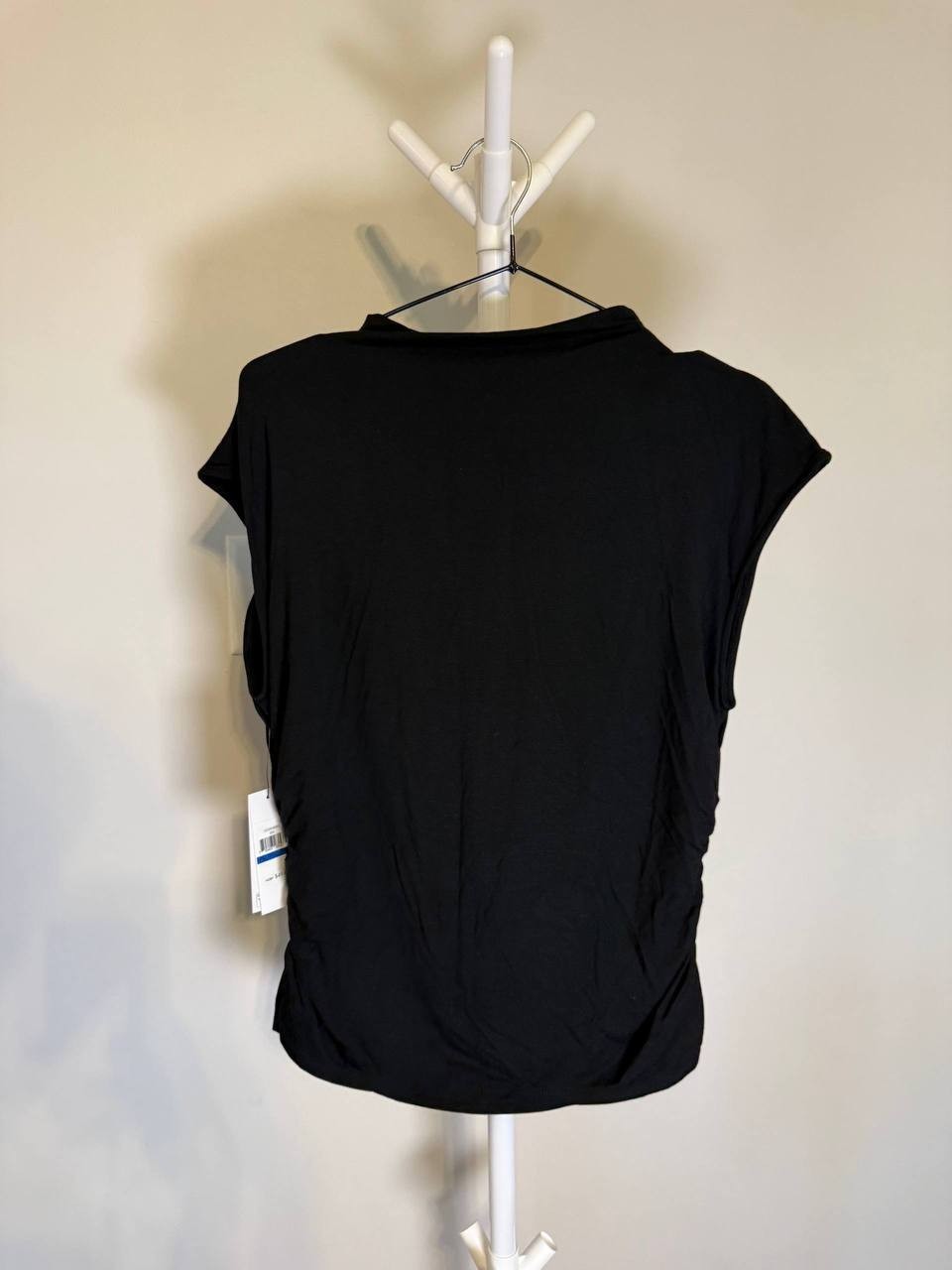 DKNY Mock‑Neck Sleeveless Side‑Ruched Top – PXL – Black – NWT – $49