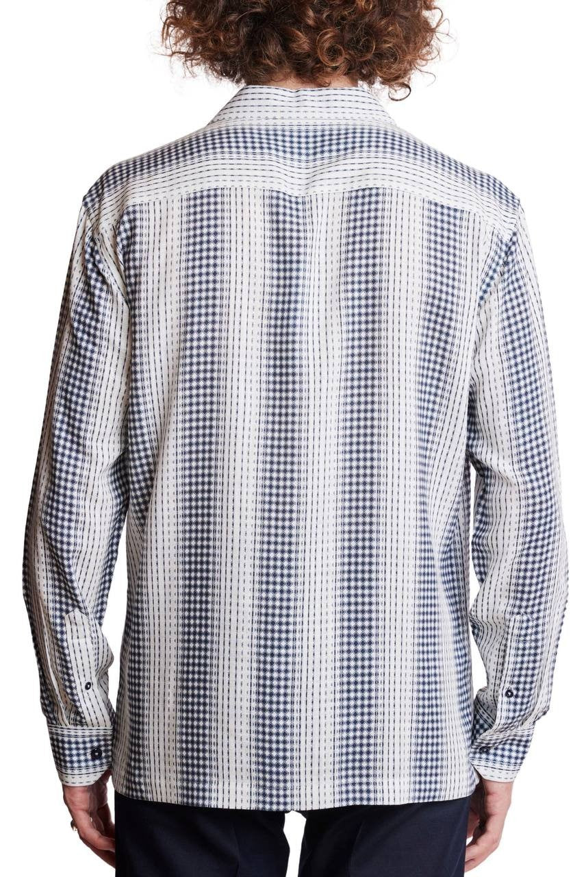 Paisley & Gray Long Sleeve Camp Shirt Blue Multi S/P NWOT $95