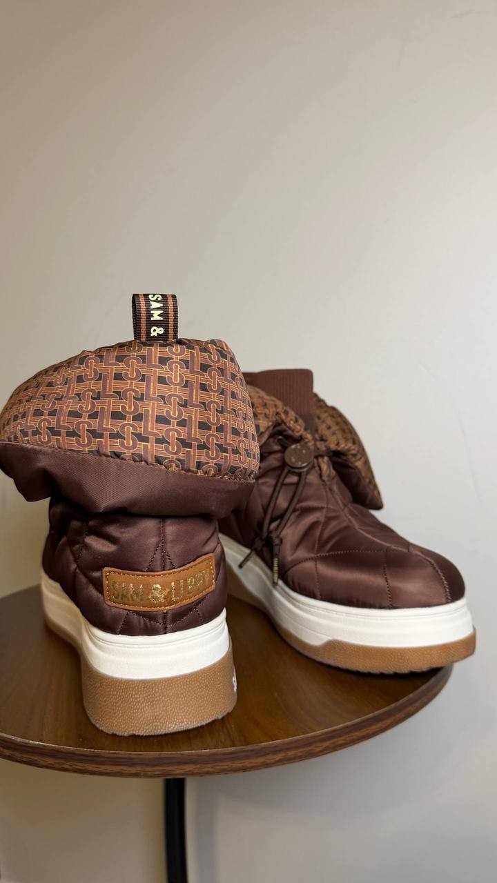 Sam & Libby Cruz Fold Over Puffer Cold Weather Booties Chocolate 9 NWB