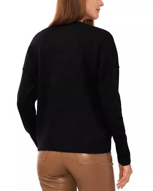 Vince Camuto Star Crewneck Sweater Black M, NWT - Intarsia Star Knit Casual