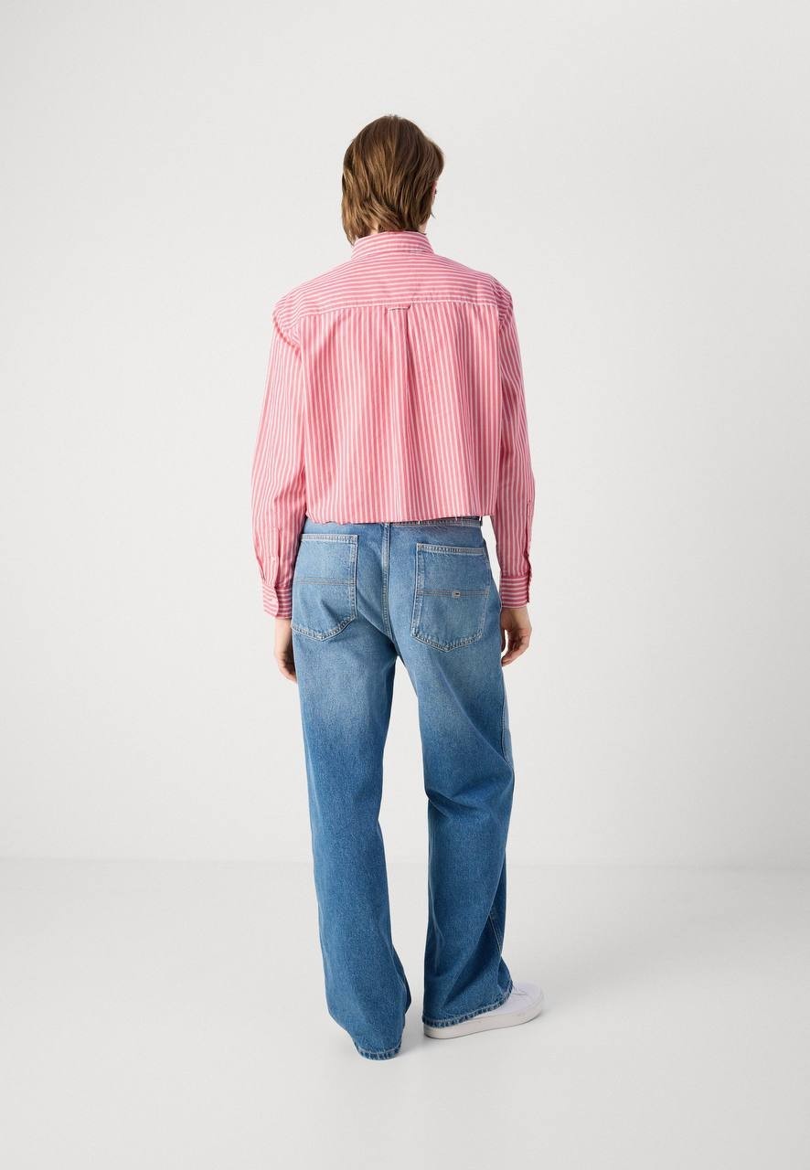 Tommy Jeans Crest Shirt Blouse Vintage Cerise L NWT $79.50