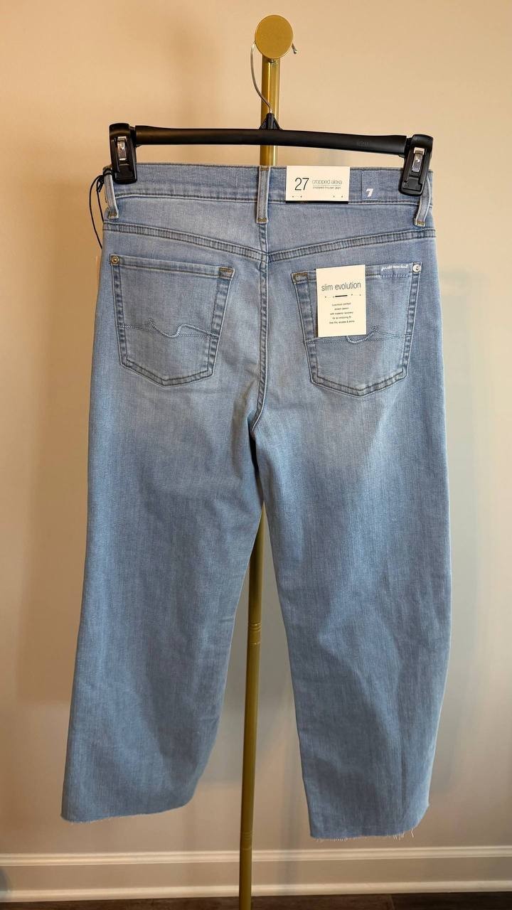 7 For All Mankind Alexa High Waist Crop Wide Leg Jeans Sirte 27 $238 NWT