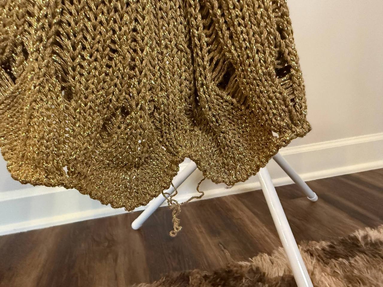 Marciano Lucky Lurex Net Maxi Dress – 10 – Gold – NWT – Flawed – $280
