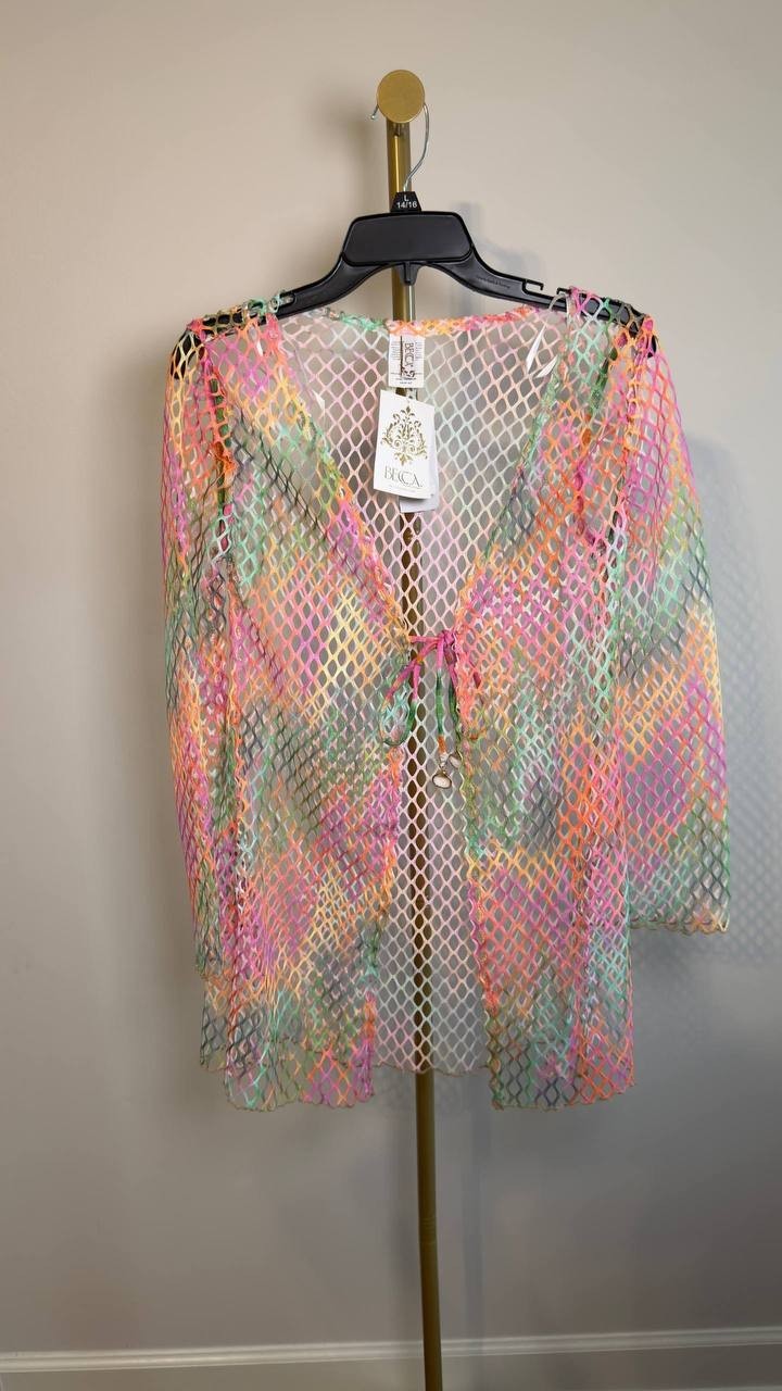 BECCA Mirage Fishnet Tunic Cover‑Up Multi XS‑S NWT $88