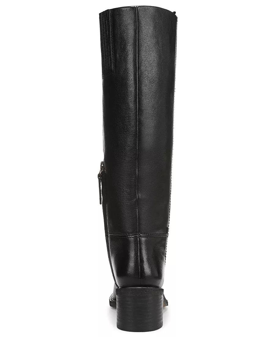 Franco Sarto Niva Boots 11M Black Leather Tall Round Toe Zip New In Box msrp$270