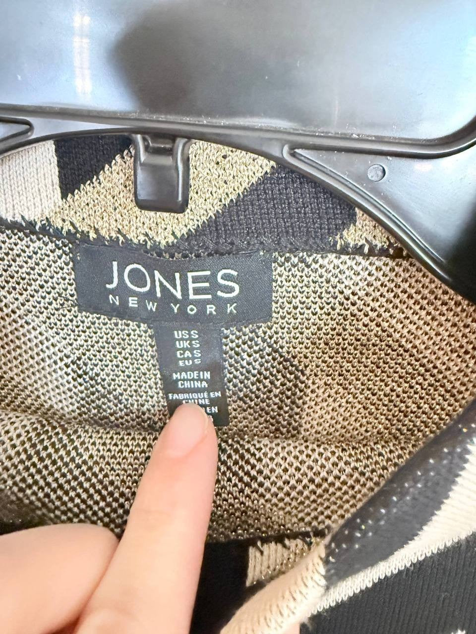 Jones New York Houndstooth Drop‑Shoulder Sweater – Size S – NWOT – $34