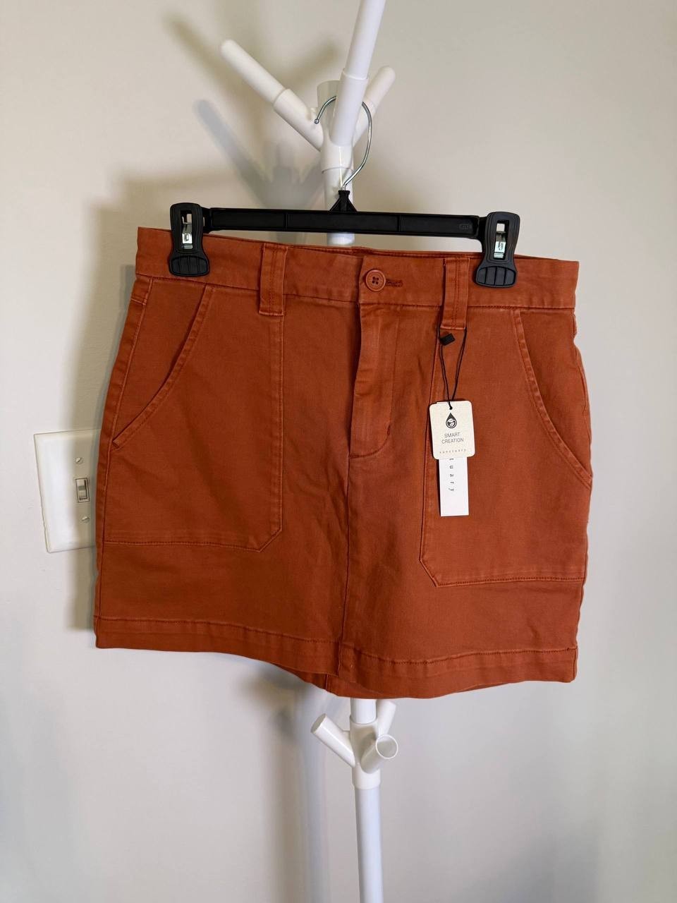 Sanctuary Brown Denim Mini Skirt – Size 27 – Pockets – Button Front – NWT