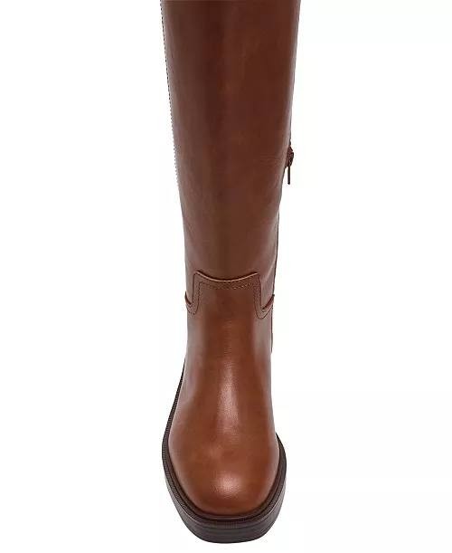 DV Dolce Vita Jernie Wide Calf Tall Riding Boots Tan Smooth 10M Man‑Made $99 NWB
