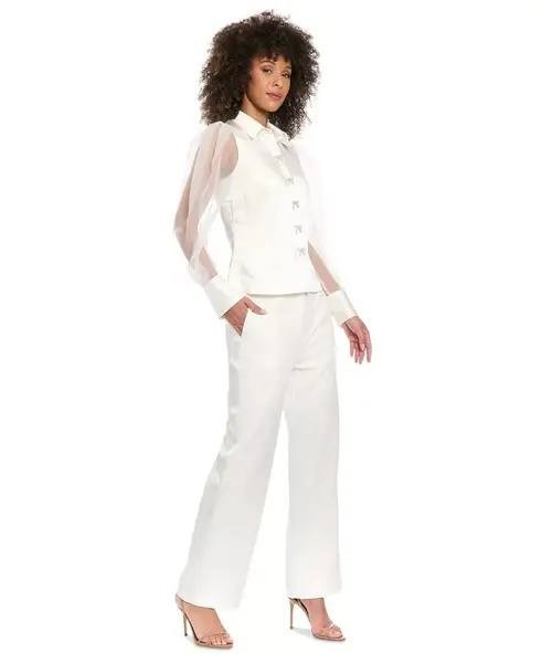 Muse Tuxedo Pants Ivory Stretch Straight Leg Dress Career 16 NWT $99