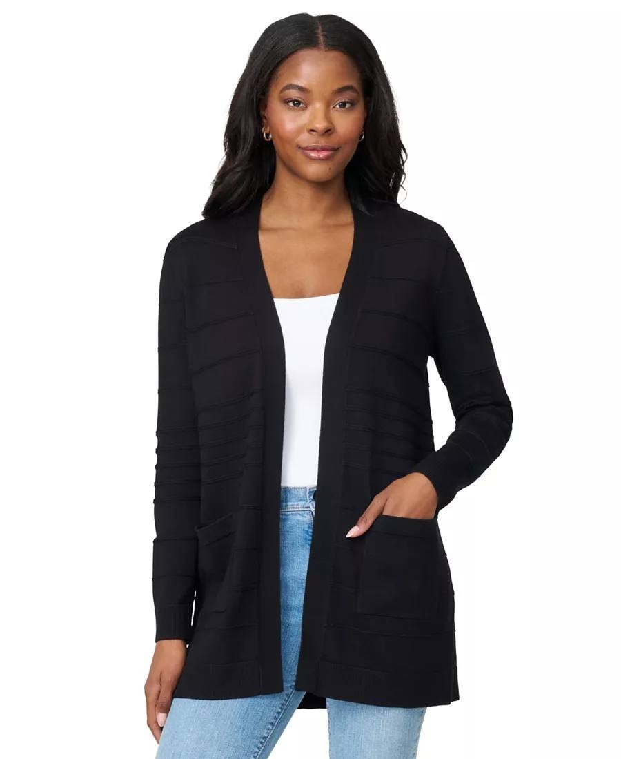 Melissa Paige Ribbed Open‑Front Long Cardigan – Black – Size M – NWT – $46.50