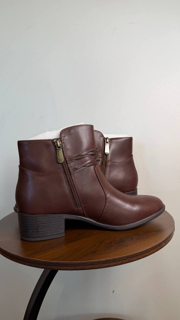 Style & Co Rubyyy Almond Toe Belt Booties Dark Roast 10M Man‑Made $79.90 NWB
