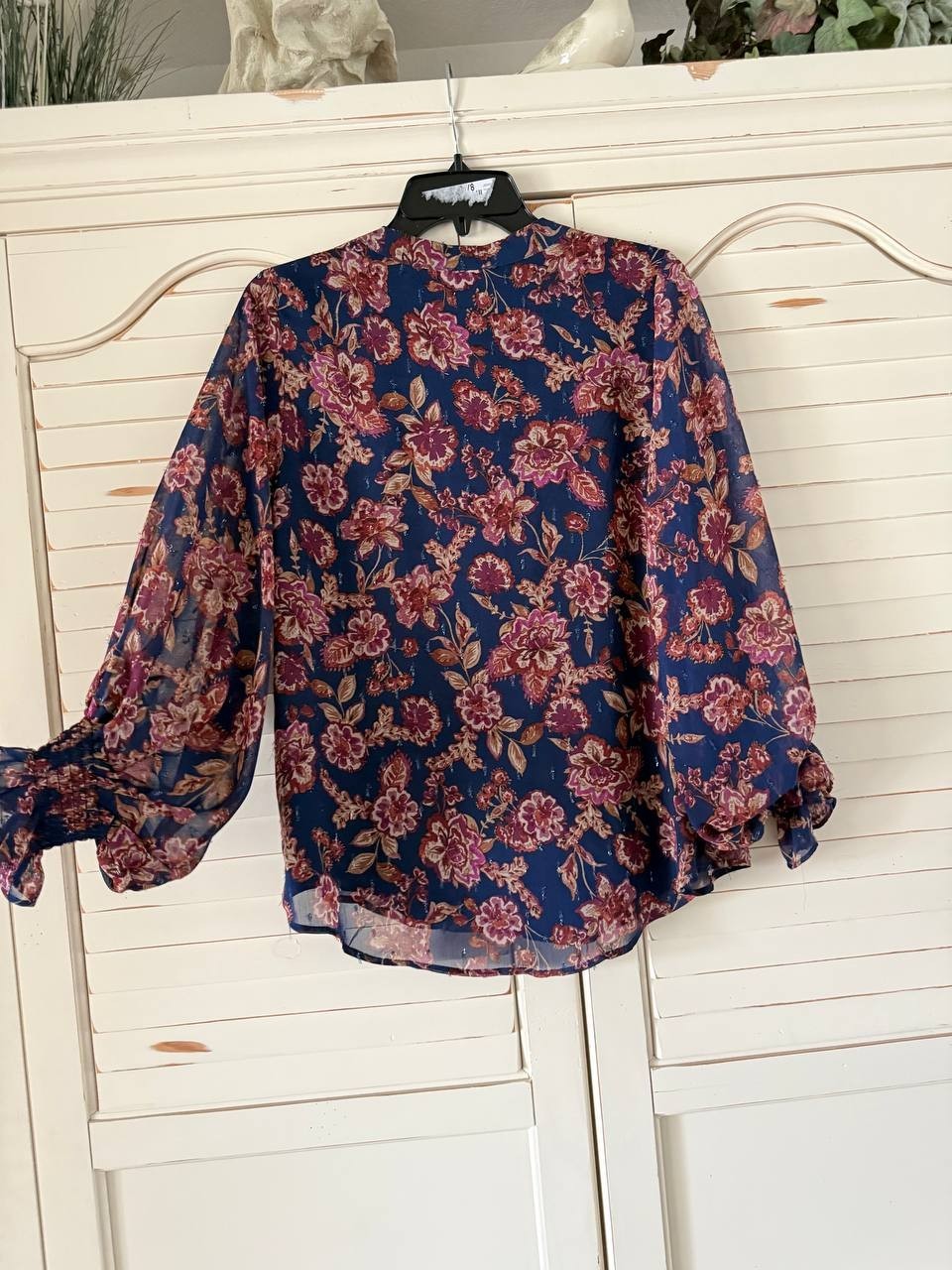 Vince Camuto Split-Neck Long-Sleeve Blouse Multicolor Size S NWT $79