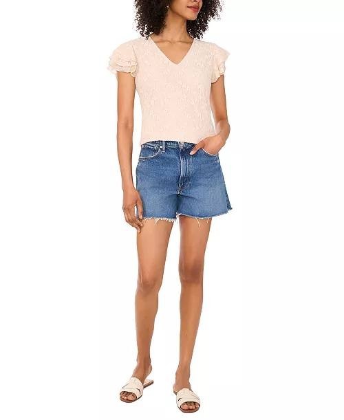 Vince Camuto Floral Lace V-Neck Top - Almond Beige XS, New with Tags NWT