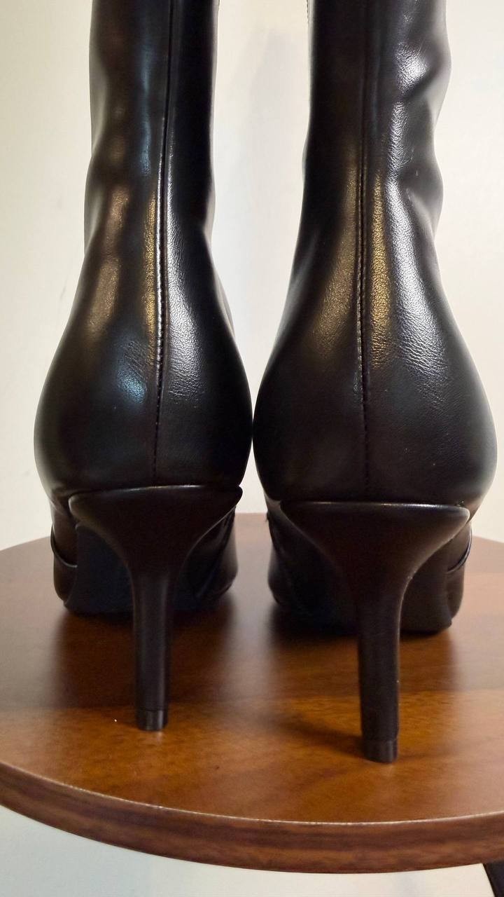 INC Mckennaa Boots 7W Black Beauty Pointy Toe Stiletto Knee‑High NIB msrp$99.90