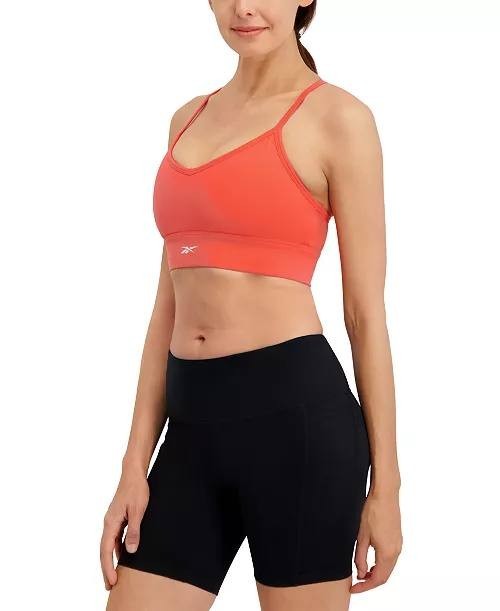 Reebok ID Train Tri‑Back Mid‑Impact Sports Bra – Sunset Coral – Size L – NWT