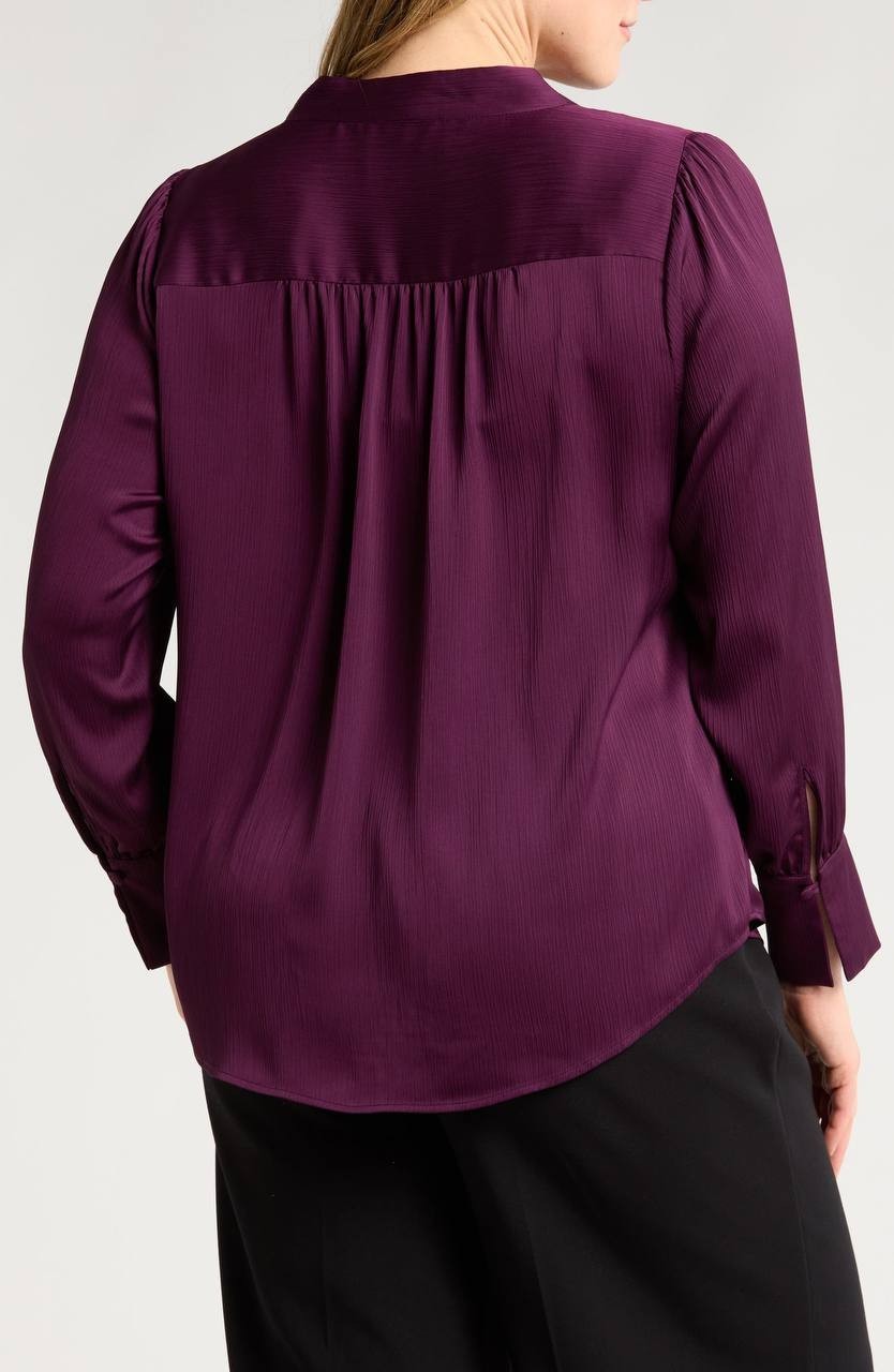 Anne Klein Split‑Neck Textured Woven Tunic Top – Size M – NWT – $99