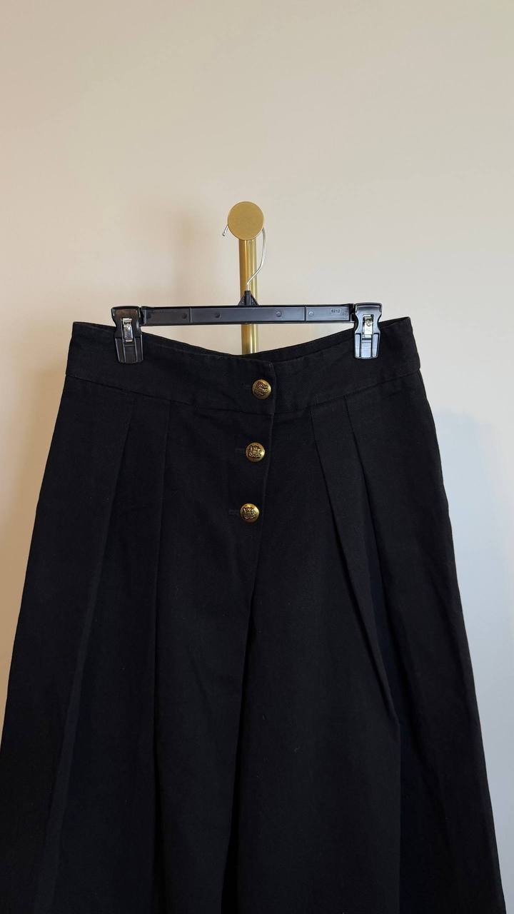 Gracia Wide Leg Pant Black Pleated High Rise Denim Look Trousers Size L NWT $130