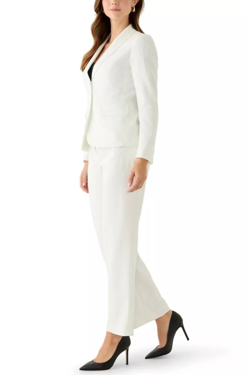Le Suit Women’s Pinstripe Shawl Collar Jacket White 10P NWT $150