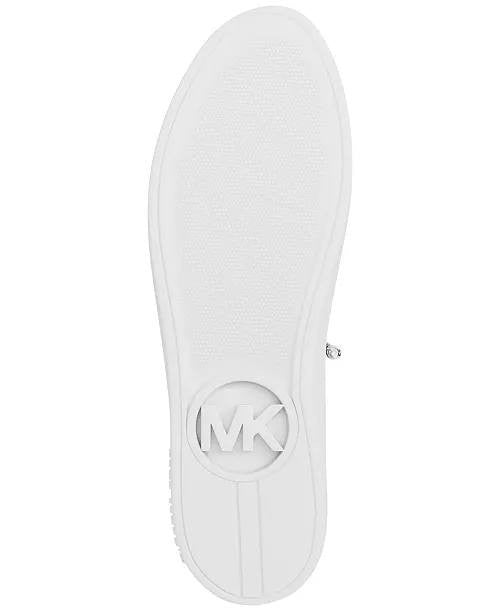 Michael Kors Scotty Lace Up Leather Sneakers Silver 8 Charms NWB MSRP $125