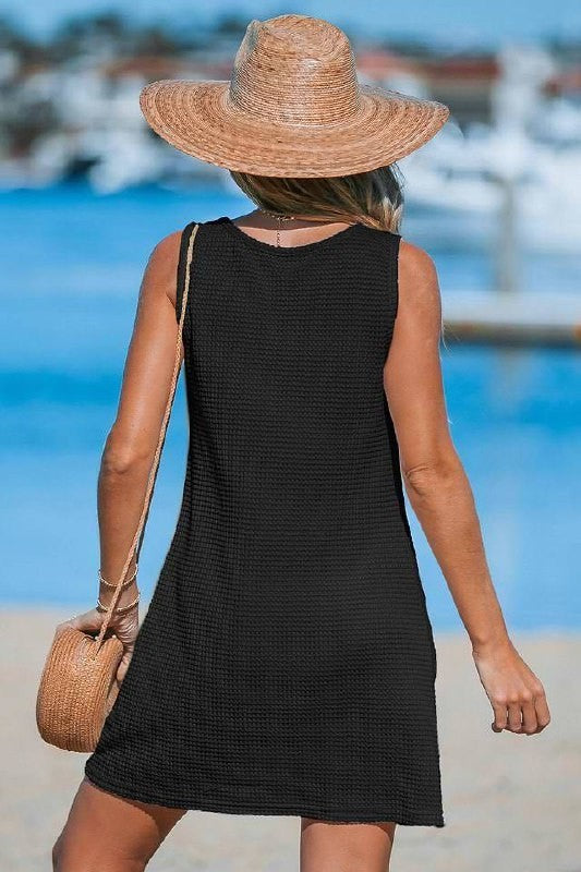 Cupshe Sleeveless Twisted Hem Mini Cover-Up XL NWT Navy Black Beachwear