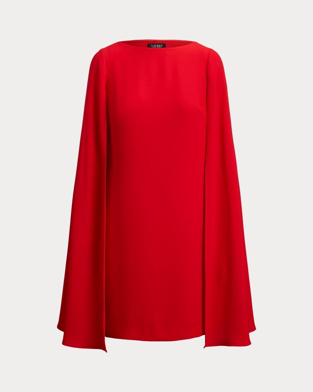 Lauren Ralph Lauren Cape Georgette Cocktail Dress Red Size 6 NWT $195