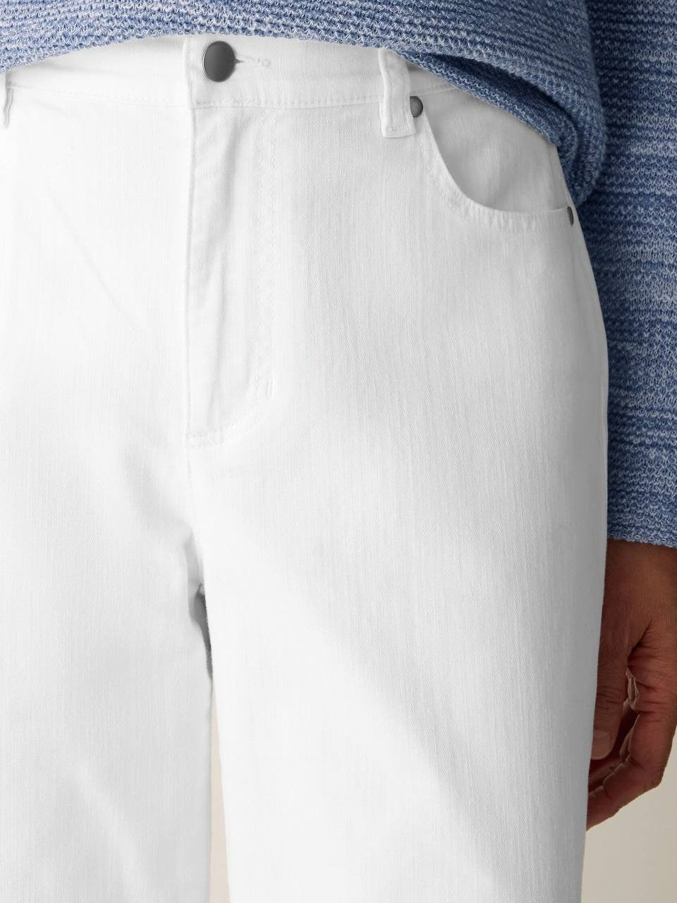 Eileen Fisher Garment-Dyed Organic Cotton Straight Jeans White M NWT $188